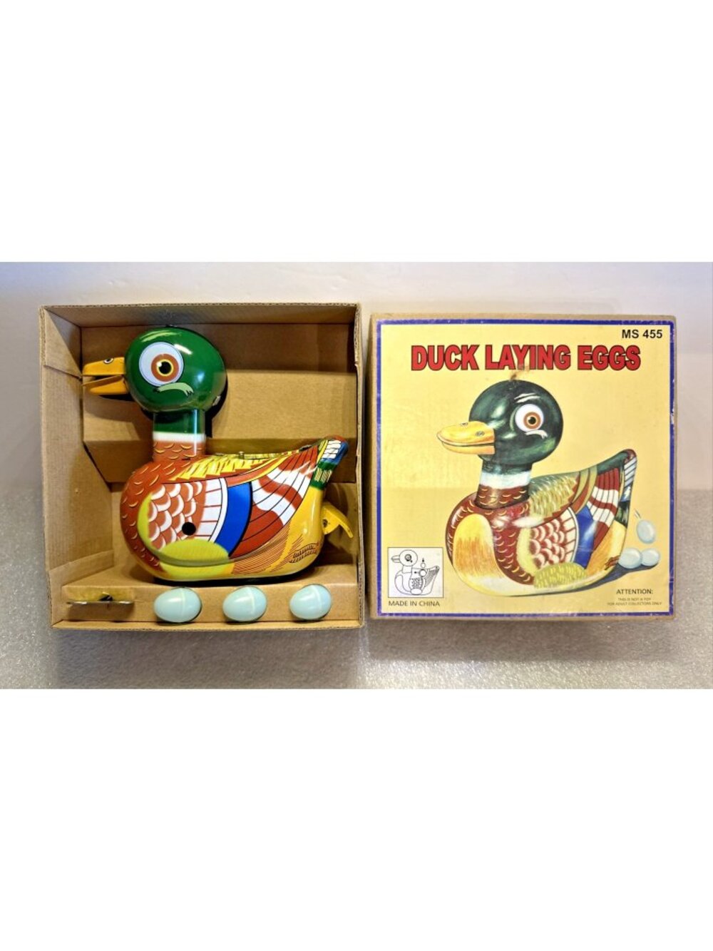 Schylling Duck Laying Eggs MS 455 Wind-Up Tin Toy For Adult Collectors Rare VTG